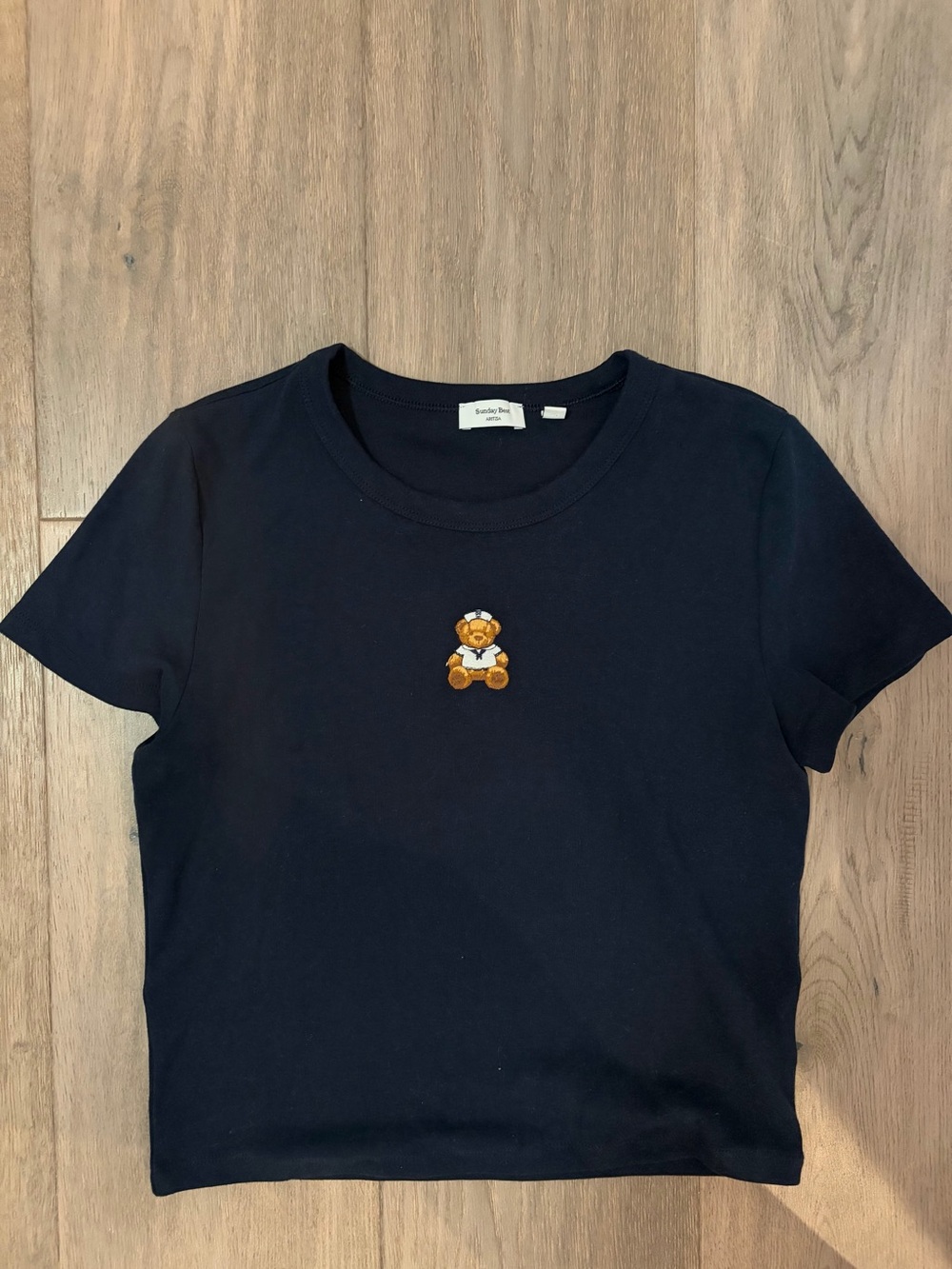 Sunday Best Navy Short Sleeve Tee with Teddy Bear Patch